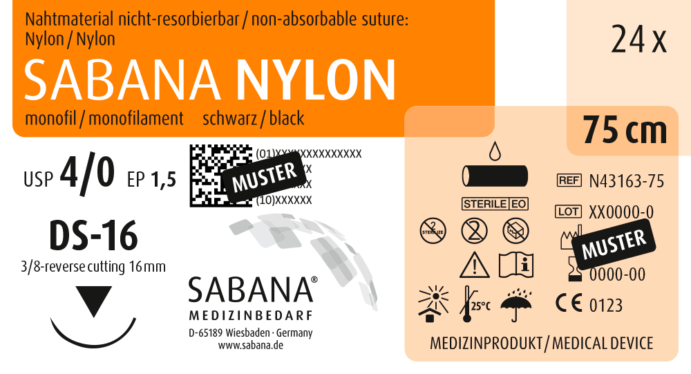 nicht resorbierbares nahtmaterial nylon usp 2 0 N43163 75 1