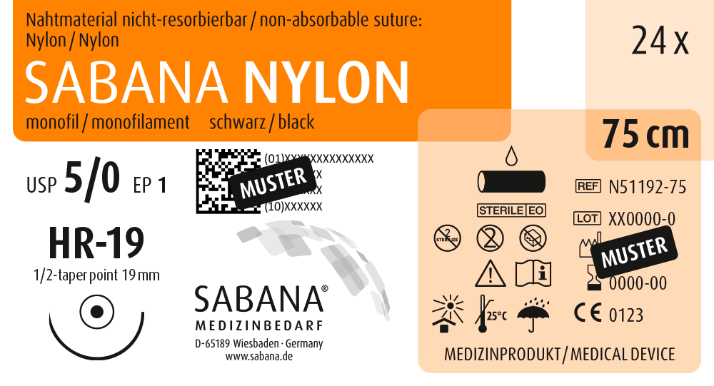 nicht resorbierbares nahtmaterial nylon usp 5 0 N51192 75 1