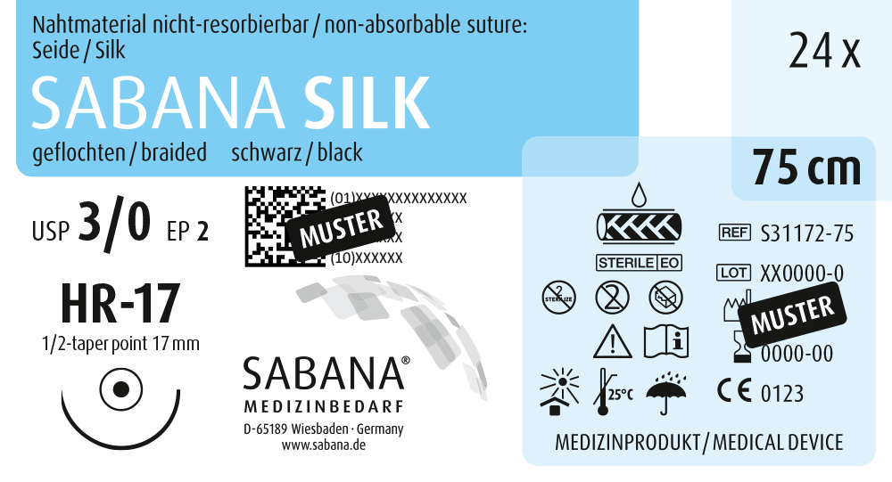 nicht resorbierbares nahtmaterial seide usp 3 0 S31172 75 2
