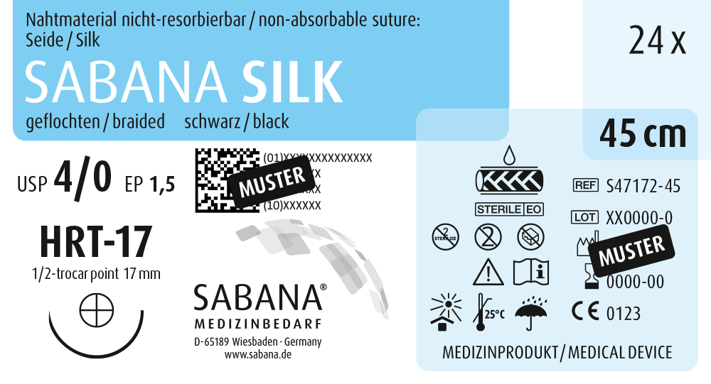 nicht resorbierbares nahtmaterial seide usp 4 0 S47172 45 3