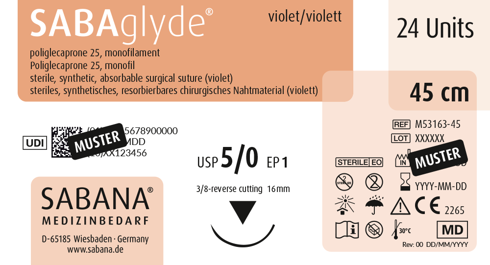 resorbierbares nahtmaterial poliglecaprone25 usp 5 0 M53163 45
