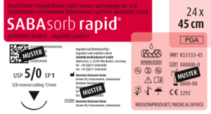resorbierbares nahtmaterial polyglycolsaeure rapid usp 5 0 K53133 45 1
