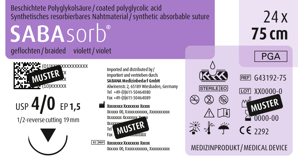 resorbierbares nahtmaterial polyglycolsaeure usp 4 0 G43192 75 1